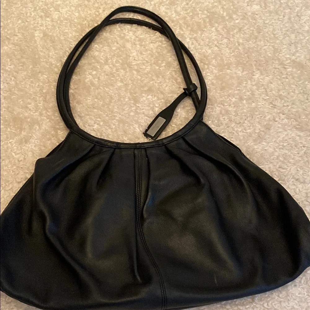 Black Slouchy Shoulder Bag with Rounded Handles - Picture 1 of 5